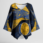 Personalized West Coast Eagles Football Kimono Sleeve Blouse Easter Egg Pattern Blue Gold Tribal Dot Art Style