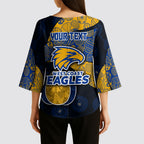 Personalized West Coast Eagles Football Kimono Sleeve Blouse Easter Egg Pattern Blue Gold Tribal Dot Art Style
