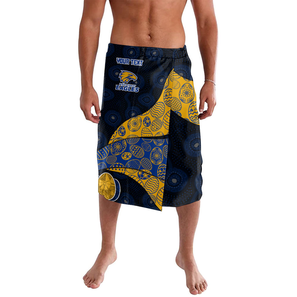 Personalized West Coast Eagles Football Lavalava Easter Egg Pattern Blue Gold Tribal Dot Art Style
