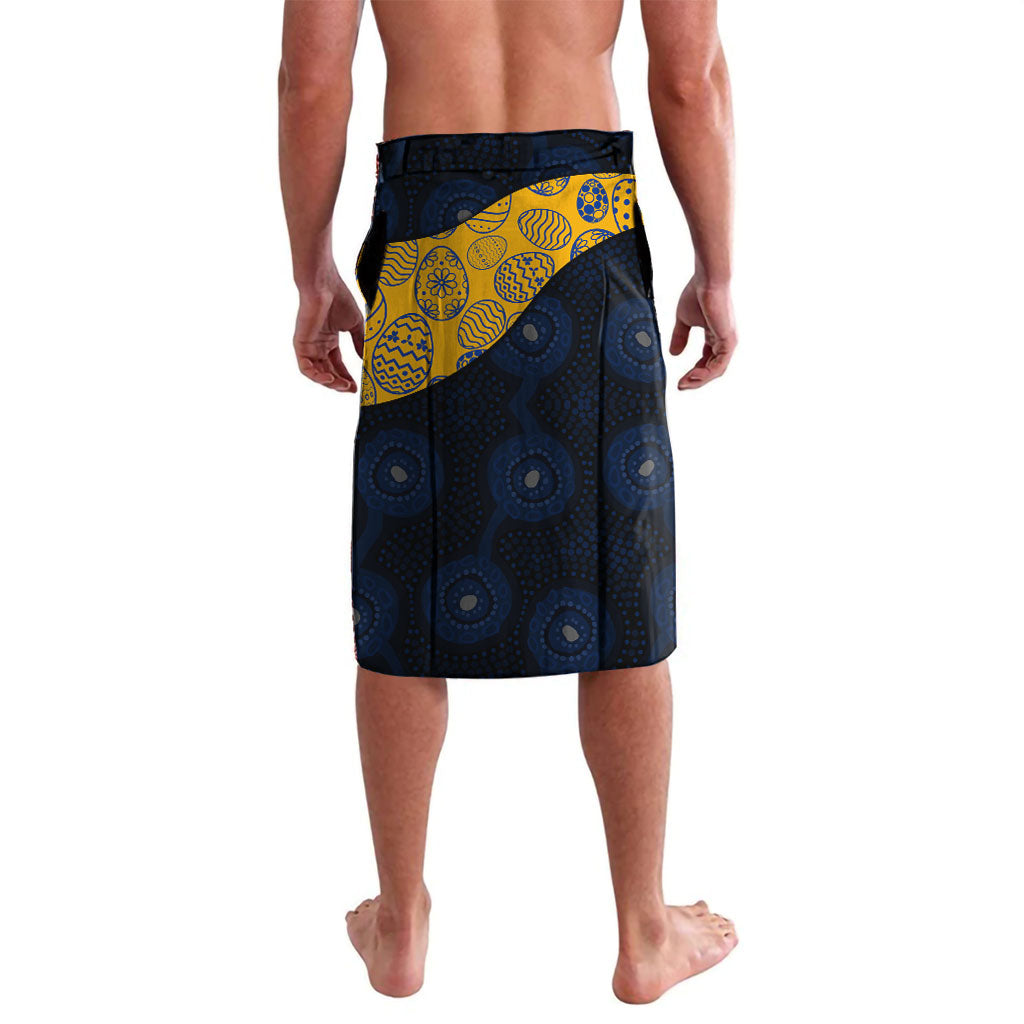 Personalized West Coast Eagles Football Lavalava Easter Egg Pattern Blue Gold Tribal Dot Art Style