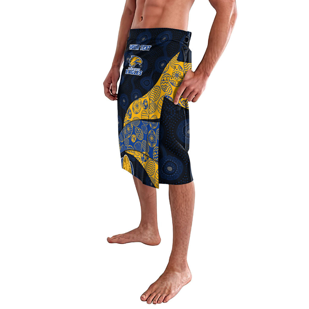 Personalized West Coast Eagles Football Lavalava Easter Egg Pattern Blue Gold Tribal Dot Art Style