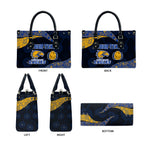 Personalized West Coast Eagles Football Leather Bag Easter Egg Pattern Blue Gold Tribal Dot Art Style