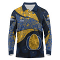 Personalized West Coast Eagles Football Long Sleeve Polo Shirt Easter Egg Pattern Blue Gold Tribal Dot Art Style