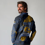 Personalized West Coast Eagles Football Long Sleeve Polo Shirt Easter Egg Pattern Blue Gold Tribal Dot Art Style