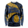 Personalized West Coast Eagles Football Long Sleeve Shirt Easter Egg Pattern Blue Gold Tribal Dot Art Style