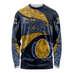 Personalized West Coast Eagles Football Long Sleeve Shirt Easter Egg Pattern Blue Gold Tribal Dot Art Style