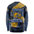 Personalized West Coast Eagles Football Long Sleeve Shirt Easter Egg Pattern Blue Gold Tribal Dot Art Style