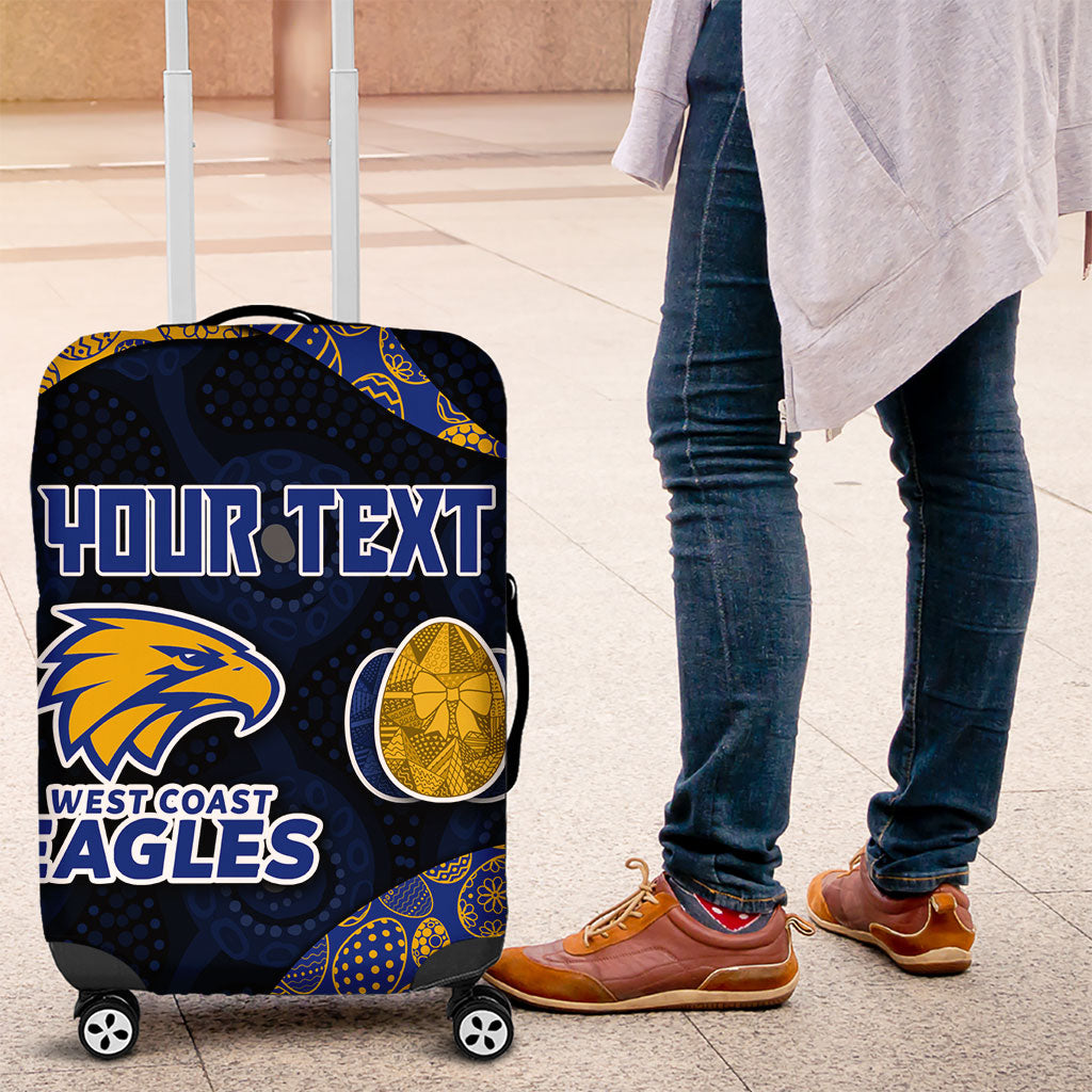 Personalized West Coast Eagles Football Luggage Cover Easter Egg Pattern Blue Gold Tribal Dot Art Style