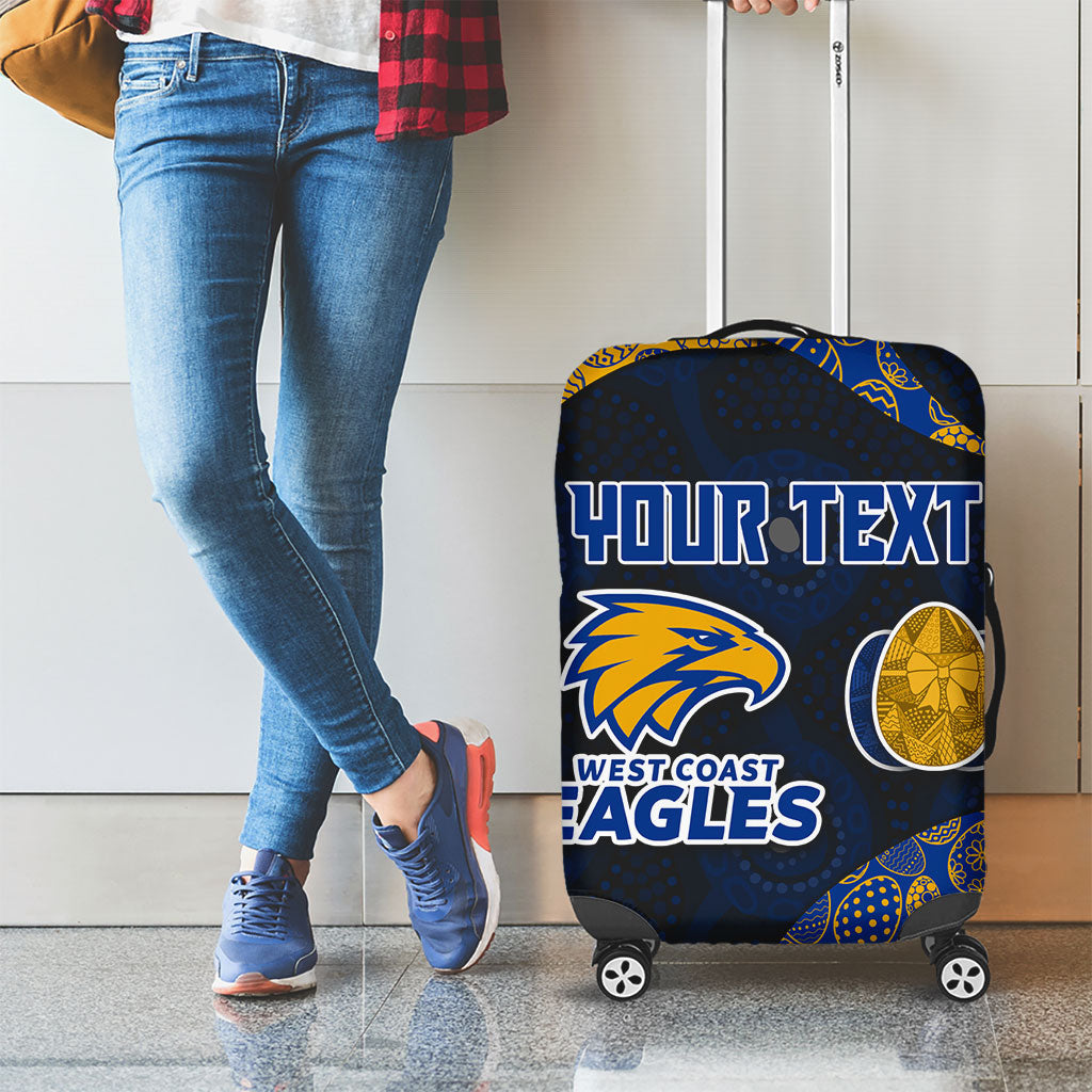 Personalized West Coast Eagles Football Luggage Cover Easter Egg Pattern Blue Gold Tribal Dot Art Style
