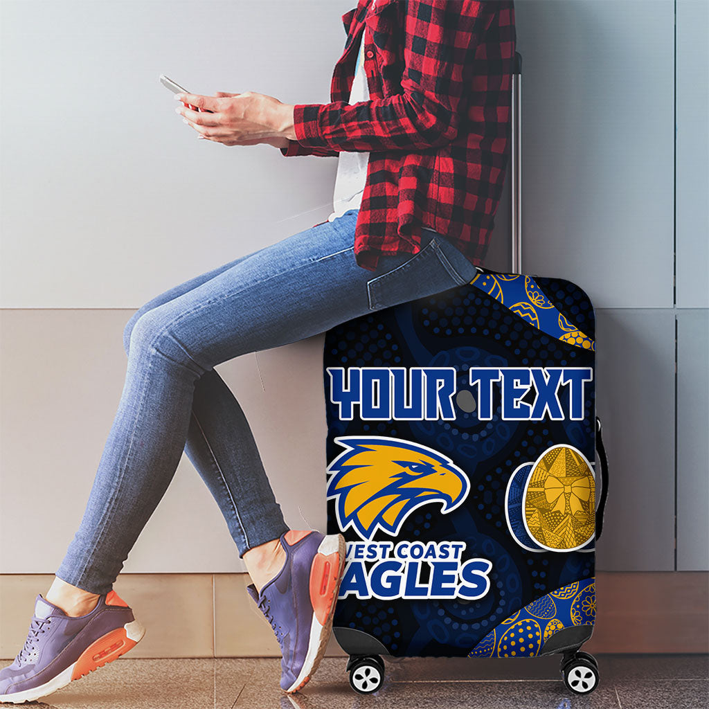Personalized West Coast Eagles Football Luggage Cover Easter Egg Pattern Blue Gold Tribal Dot Art Style