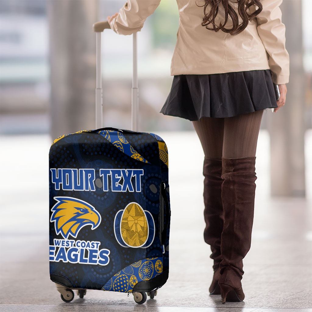 Personalized West Coast Eagles Football Luggage Cover Easter Egg Pattern Blue Gold Tribal Dot Art Style