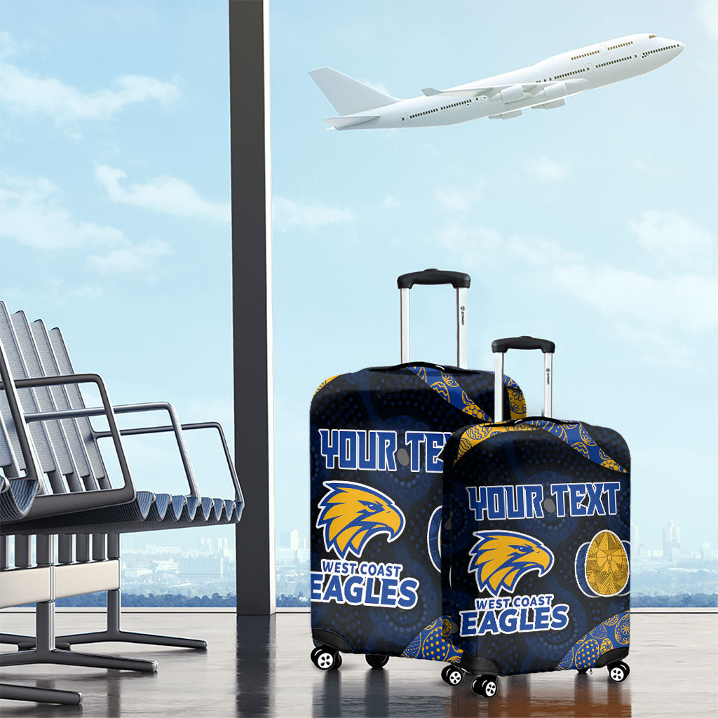 Personalized West Coast Eagles Football Luggage Cover Easter Egg Pattern Blue Gold Tribal Dot Art Style