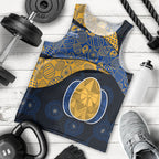 Personalized West Coast Eagles Football Men Tank Top Easter Egg Pattern Blue Gold Tribal Dot Art Style