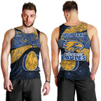 Personalized West Coast Eagles Football Men Tank Top Easter Egg Pattern Blue Gold Tribal Dot Art Style