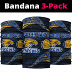 Personalized West Coast Eagles Football Neck Gaiter Easter Egg Pattern Blue Gold Tribal Dot Art Style