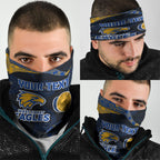 Personalized West Coast Eagles Football Neck Gaiter Easter Egg Pattern Blue Gold Tribal Dot Art Style