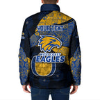 Personalized West Coast Eagles Football Padded Jacket Easter Egg Pattern Blue Gold Tribal Dot Art Style