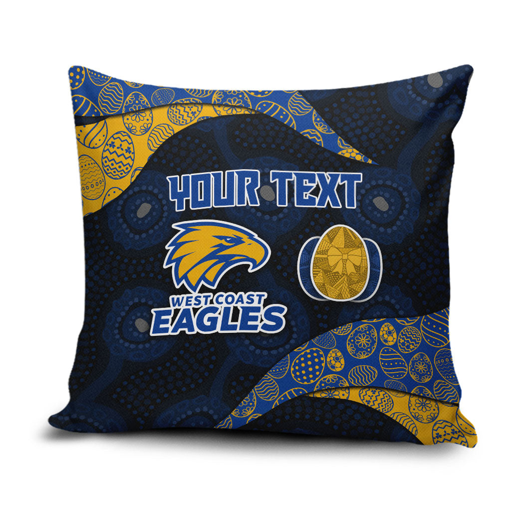 Personalized West Coast Eagles Football Pillow Cover Easter Egg Pattern Blue Gold Tribal Dot Art Style