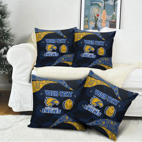 Personalized West Coast Eagles Football Pillow Cover Easter Egg Pattern Blue Gold Tribal Dot Art Style