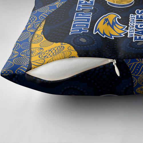 Personalized West Coast Eagles Football Pillow Cover Easter Egg Pattern Blue Gold Tribal Dot Art Style