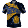 Personalized West Coast Eagles Football Polo Shirt Easter Egg Pattern Blue Gold Tribal Dot Art Style