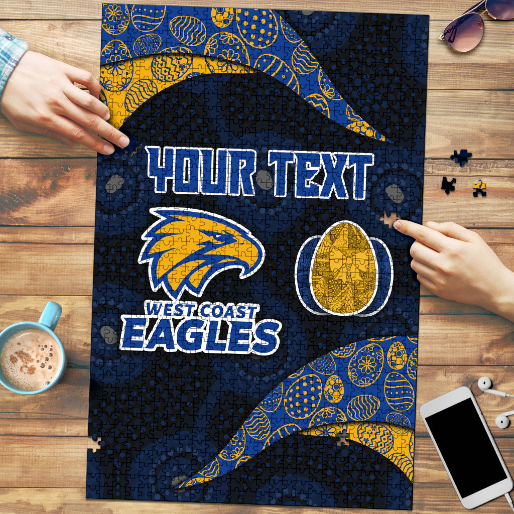 Personalized West Coast Eagles Football Puzzle Easter Egg Pattern Blue Gold Tribal Dot Art Style