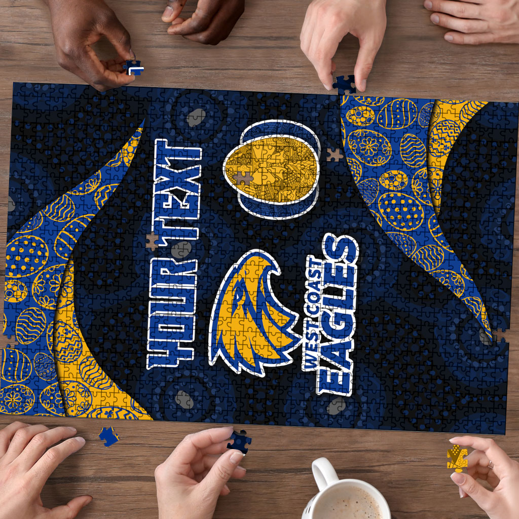 Personalized West Coast Eagles Football Puzzle Easter Egg Pattern Blue Gold Tribal Dot Art Style