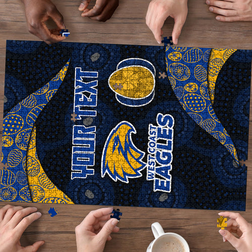 Personalized West Coast Eagles Football Puzzle Easter Egg Pattern Blue Gold Tribal Dot Art Style