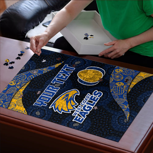 Personalized West Coast Eagles Football Puzzle Easter Egg Pattern Blue Gold Tribal Dot Art Style