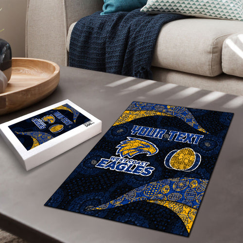 Personalized West Coast Eagles Football Puzzle Easter Egg Pattern Blue Gold Tribal Dot Art Style