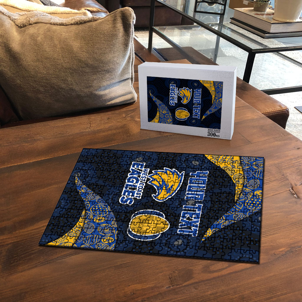 Personalized West Coast Eagles Football Puzzle Easter Egg Pattern Blue Gold Tribal Dot Art Style