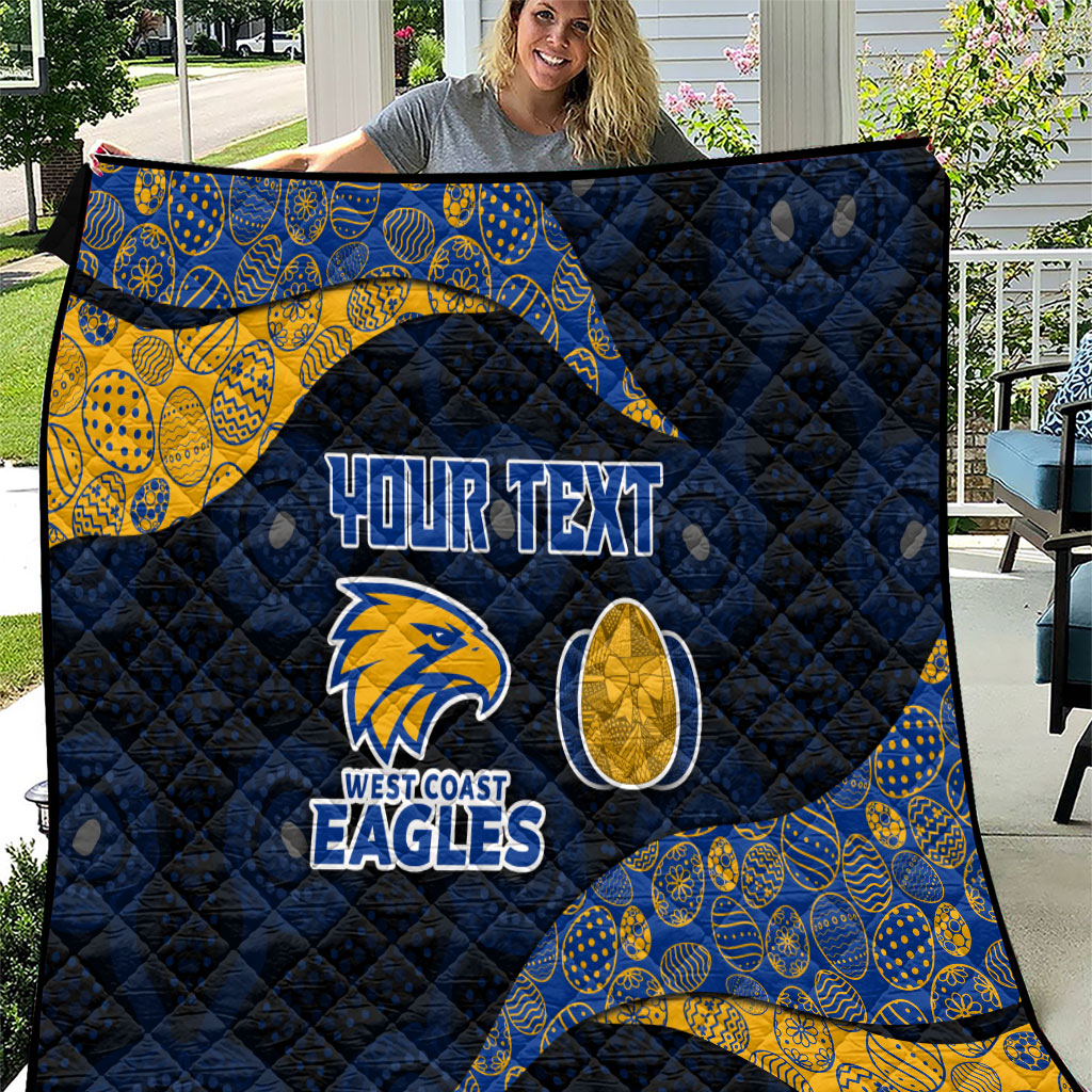 Personalized West Coast Eagles Football Quilt Easter Egg Pattern Blue Gold Tribal Dot Art Style