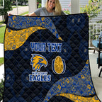Personalized West Coast Eagles Football Quilt Easter Egg Pattern Blue Gold Tribal Dot Art Style