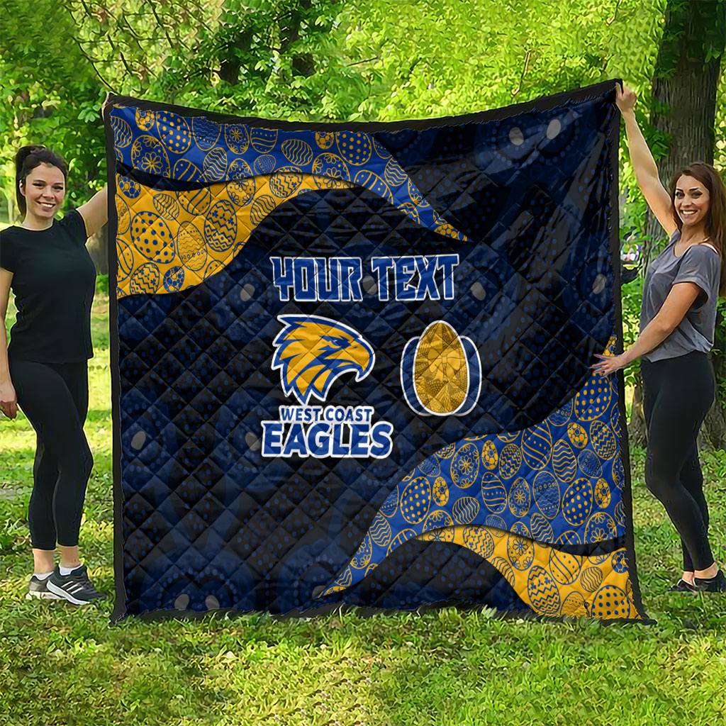 Personalized West Coast Eagles Football Quilt Easter Egg Pattern Blue Gold Tribal Dot Art Style