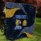 Personalized West Coast Eagles Football Quilt Easter Egg Pattern Blue Gold Tribal Dot Art Style