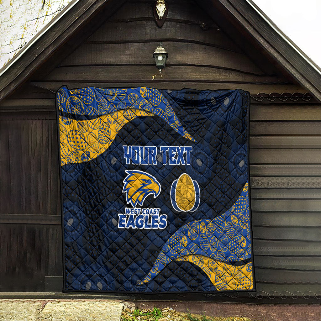 Personalized West Coast Eagles Football Quilt Easter Egg Pattern Blue Gold Tribal Dot Art Style