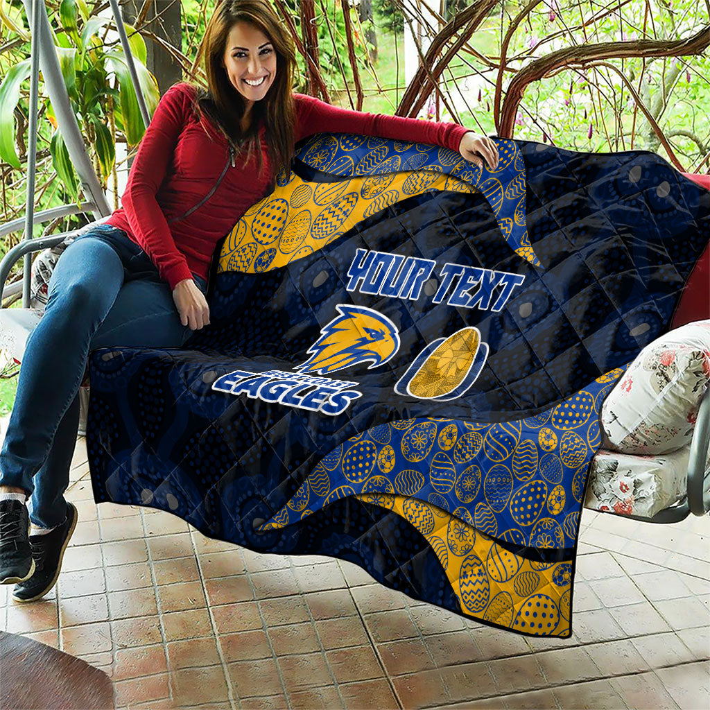 Personalized West Coast Eagles Football Quilt Easter Egg Pattern Blue Gold Tribal Dot Art Style