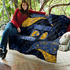 Personalized West Coast Eagles Football Quilt Easter Egg Pattern Blue Gold Tribal Dot Art Style