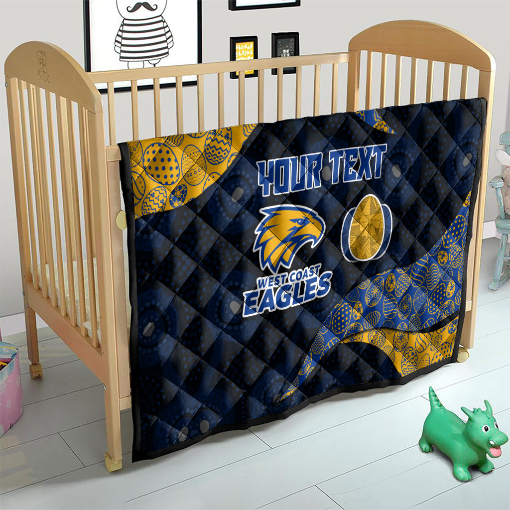 Personalized West Coast Eagles Football Quilt Easter Egg Pattern Blue Gold Tribal Dot Art Style