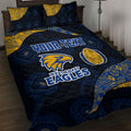 Personalized West Coast Eagles Football Quilt Bed Set Easter Egg Pattern Blue Gold Tribal Dot Art Style