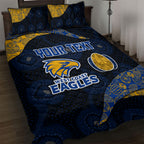 Personalized West Coast Eagles Football Quilt Bed Set Easter Egg Pattern Blue Gold Tribal Dot Art Style