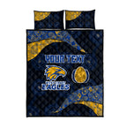 Personalized West Coast Eagles Football Quilt Bed Set Easter Egg Pattern Blue Gold Tribal Dot Art Style