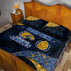 Personalized West Coast Eagles Football Quilt Bed Set Easter Egg Pattern Blue Gold Tribal Dot Art Style