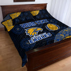 Personalized West Coast Eagles Football Quilt Bed Set Easter Egg Pattern Blue Gold Tribal Dot Art Style