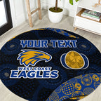 Personalized West Coast Eagles Football Round Carpet Easter Egg Pattern Blue Gold Tribal Dot Art Style
