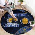 Personalized West Coast Eagles Football Round Carpet Easter Egg Pattern Blue Gold Tribal Dot Art Style