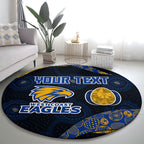 Personalized West Coast Eagles Football Round Carpet Easter Egg Pattern Blue Gold Tribal Dot Art Style