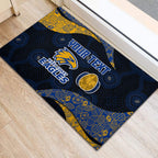 Personalized West Coast Eagles Football Rubber Doormat Easter Egg Pattern Blue Gold Tribal Dot Art Style
