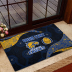Personalized West Coast Eagles Football Rubber Doormat Easter Egg Pattern Blue Gold Tribal Dot Art Style
