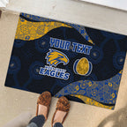 Personalized West Coast Eagles Football Rubber Doormat Easter Egg Pattern Blue Gold Tribal Dot Art Style